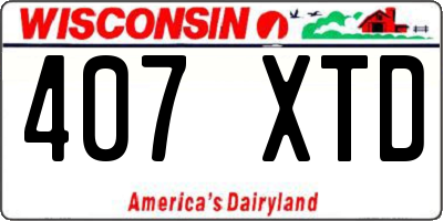 WI license plate 407XTD