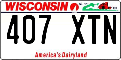 WI license plate 407XTN