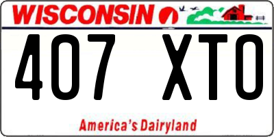 WI license plate 407XTO