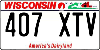 WI license plate 407XTV