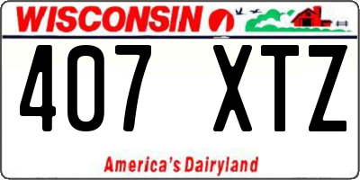 WI license plate 407XTZ