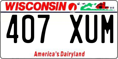 WI license plate 407XUM