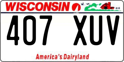 WI license plate 407XUV