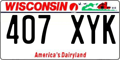 WI license plate 407XYK