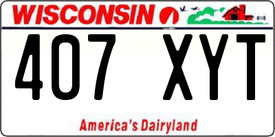 WI license plate 407XYT