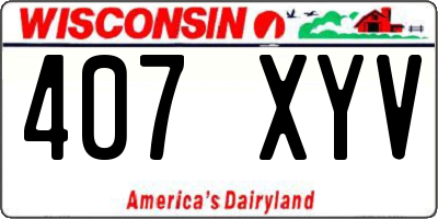 WI license plate 407XYV