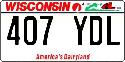 WI license plate 407YDL