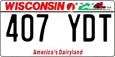 WI license plate 407YDT