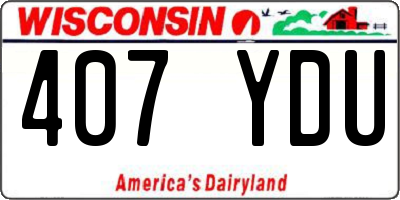WI license plate 407YDU