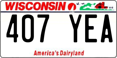 WI license plate 407YEA
