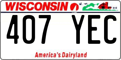 WI license plate 407YEC