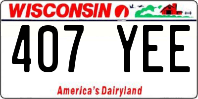 WI license plate 407YEE