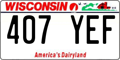 WI license plate 407YEF