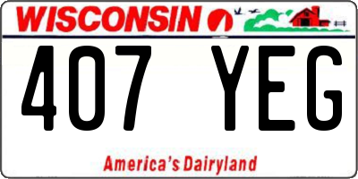 WI license plate 407YEG