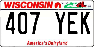 WI license plate 407YEK
