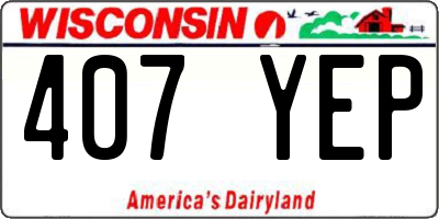 WI license plate 407YEP