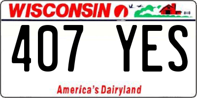WI license plate 407YES