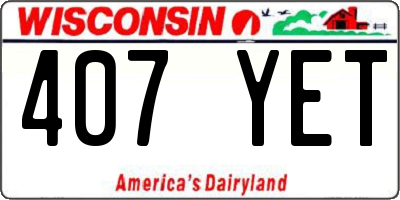 WI license plate 407YET