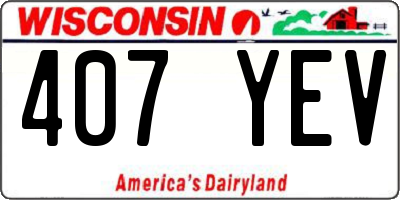 WI license plate 407YEV