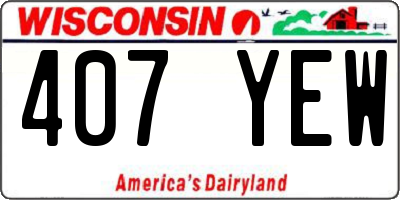 WI license plate 407YEW
