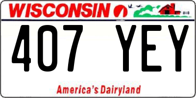 WI license plate 407YEY