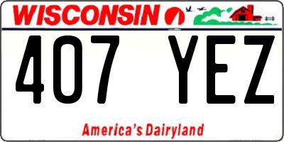 WI license plate 407YEZ