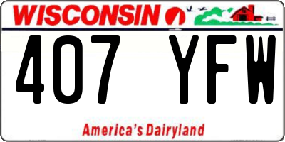 WI license plate 407YFW