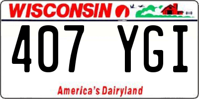WI license plate 407YGI