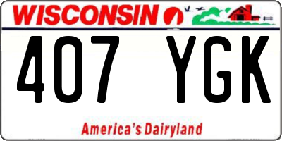 WI license plate 407YGK
