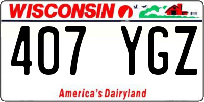 WI license plate 407YGZ