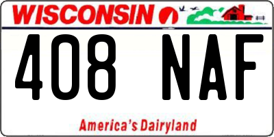 WI license plate 408NAF