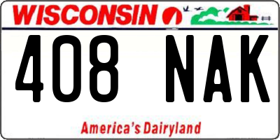 WI license plate 408NAK