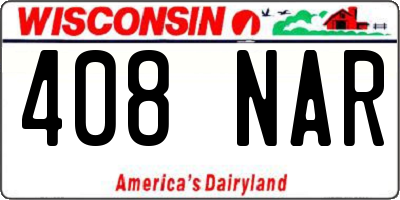 WI license plate 408NAR