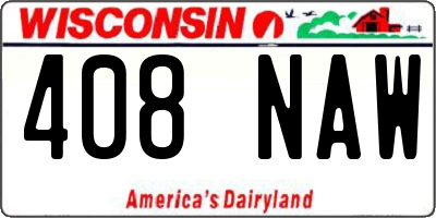 WI license plate 408NAW