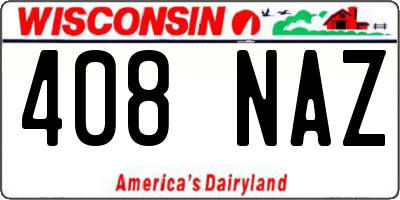 WI license plate 408NAZ