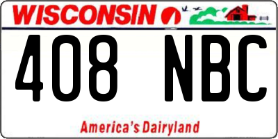 WI license plate 408NBC