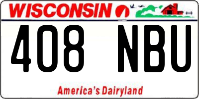 WI license plate 408NBU