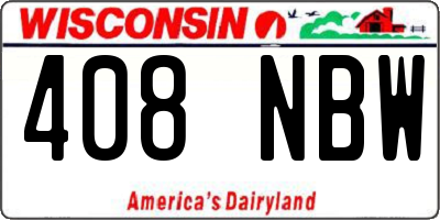 WI license plate 408NBW
