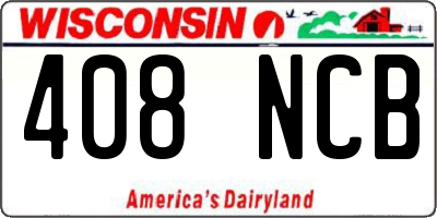 WI license plate 408NCB