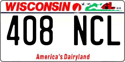 WI license plate 408NCL