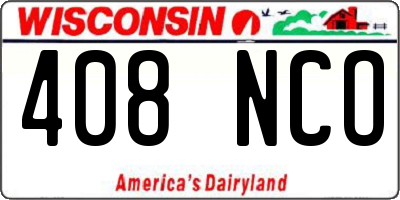WI license plate 408NCO