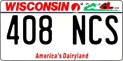WI license plate 408NCS