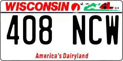 WI license plate 408NCW