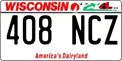 WI license plate 408NCZ