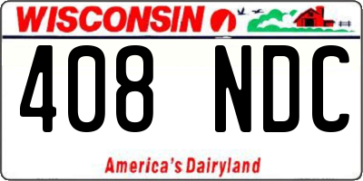 WI license plate 408NDC