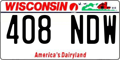 WI license plate 408NDW