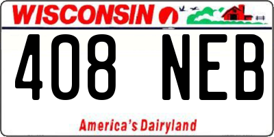 WI license plate 408NEB