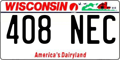 WI license plate 408NEC