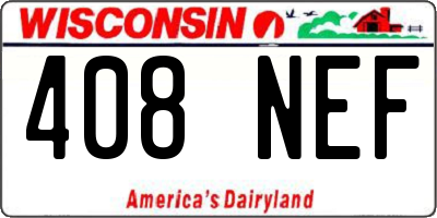WI license plate 408NEF