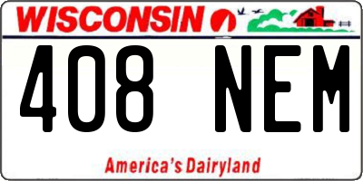 WI license plate 408NEM